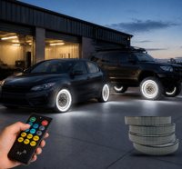 Kit de 4 lampes LED pour jantes de 17 pouces, 10 rangées, 19872 SMD, 432W, blanc intérieur/extérieur, étanches IP68 en silicone, avec contrôle par application, pour camions et SUV