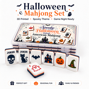 Jeu de Mahjong d'Halloween imprimé en 3D : Tuiles effrayantes (Fantôme, Citrouille, Toile d'araignée) – Coffret Cadeau de Jeu de Société - Product Image 6