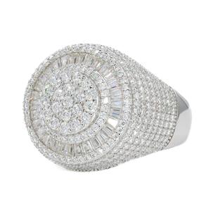 Nuevo Anillo de Moda en Plata 925 con Incrustaciones de Diamantes Moissanite VVS en Forma de Baguette y Redondos, Estilo Hip Hop para Hombre y Mujer - Product Image 1