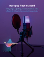 Microphone de jeu professionnel RGB pour ordinateur, filaire USB, à condensateur, avec directivité omnidirectionnelle, portable, léger, avec suspension antichoc