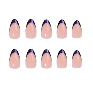 30 faux ongles en gel souple, forme amande, style œil de chat français, <span class=keywords><strong>violet</strong></span> <span class=keywords><strong>foncé</strong></span> brillant, luxe, à presser, couvrance totale - Product Image 6