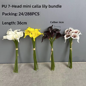 Bouquet de 7 mini-lys calla artificiels de 36 cm (14 pouces) pour <span class=keywords><strong>d</strong></span>écoration de mariage et arrangements floraux - Product Image 5