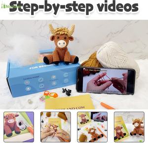 Hot Kids Adultos <span class=keywords><strong>Principiantes</strong></span> Intermedio Regalo de Navidad Animales Highland Cow Easy <span class=keywords><strong>Amigurumi</strong></span> Knitting Set Doll Crochet Kit - Product Image 3