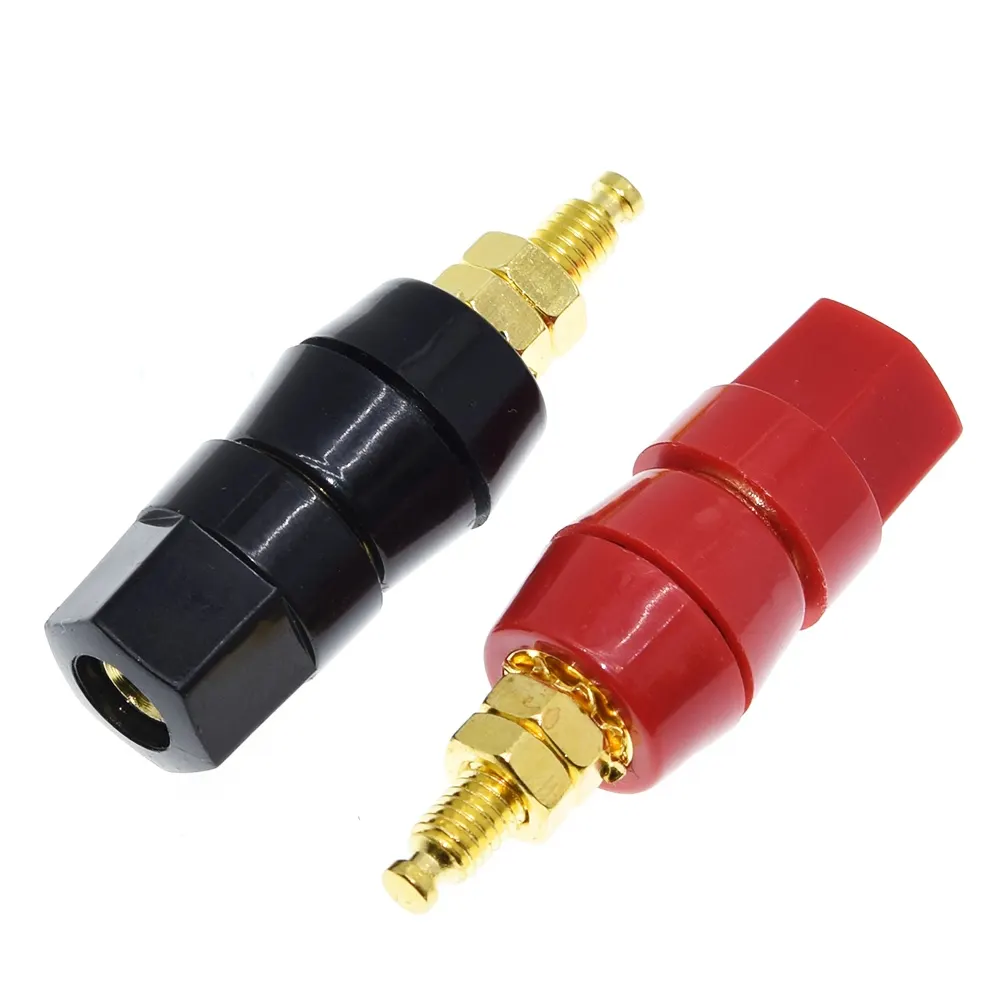Tzt 1 par de terminais de amplificador, conector preto e vermelho para plugue adaptador de entrada de alto-falante banana