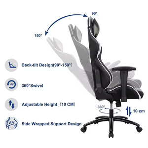 Chaises de jeu RGB de luxe en cuir synthétique de haute qualité, réglables en hauteur et pivotantes, pour ordinateur (2 chaises de jeu) - Product Image 5