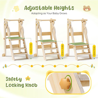 Chaise haute pour tout-petit 2-en-1, moderne, réglable, en bois massif, pliable, avec marchepied, tour d'apprentissage Montessori pour bébé