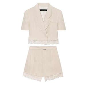 SHENZHU <span class=keywords><strong>Femme</strong></span> Nouveauté Été 2026 Shorts Décontractés <span class=keywords><strong>Chic</strong></span> et Tendance en Dentelle Taille Haute Unis Plissés pour <span class=keywords><strong>Femme</strong></span> - Product Image 6