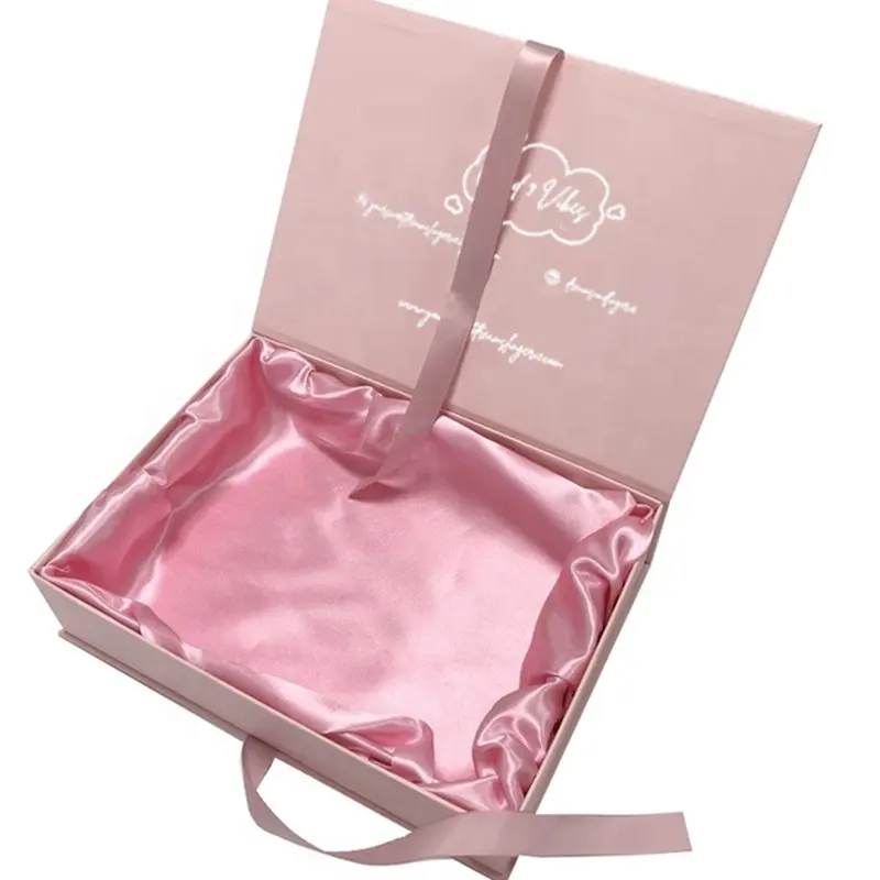 2024 productos de lujo ecológicos embalaje cartón imán caja de regalo Rosa plegable caja magnética embalaje de ropa cosmética