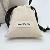 Pochette en coton et lin beige naturel avec cordon de serrage, logo personnalisé, sac réutilisable pour épices, herbes, bijoux, souvenirs de mariage, sac de rangement