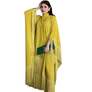 Femmes musulmanes Robe Tassel Bat Sleeves Dubai Abaya Solid <span class=keywords><strong>Khaleeji</strong></span> Abaya Emarati Turquie Abaya Designs Turc Nouvelles Arrivées - Product Image 3