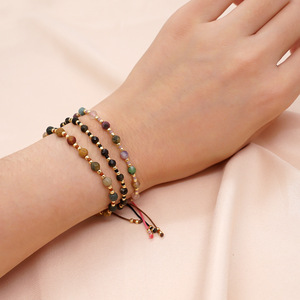 Ensemble de bracelets ethniques bohèmes en cristal naturel plaqué or fait à la main pour femmes, orange, violet, vert - Product Image 2