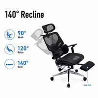 Chaise de bureau exécutive ergonomique pivotante réglable en hauteur en alliage d'aluminium avec dossier en maille, support pour téléphone et repose-pieds pour bureau à domicile