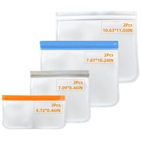 Sachet d'emballage en plastique, unités, de qualité alimentaire, à fermeture éclair réutilisable, sacs de rangement des aliments, PEVA avec fermeture éclair supérieure