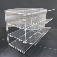 Vitrina Acrílica Transparente de Múltiples Niveles para Alimentos, con Puerta Corredera a Prueba de Polvo, Exhibidor de Pasteles y Repostería para Panadería, Cafetería, Centro Comercial