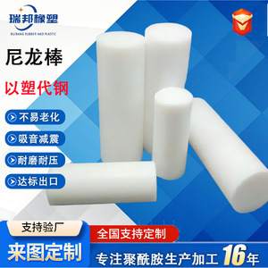 แท่งไนลอนรูยบัง PA6 แท่งกลมความแข็งแรงสูงสำหรับงานกลึง แท่งพลาสติกสีขาว - Product Image 5