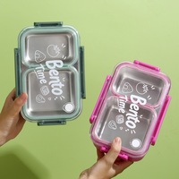Boîte à bento portable C132, indépendante et scellée, 2 compartiments, anti-fuite, en acier inoxydable 304, grande capacité, conteneur alimentaire