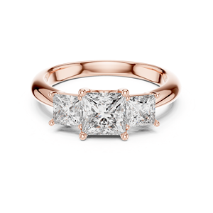 Anillo Elegante Clásico de Princesa con Tres Piedras, Anillo con Halo de Diamantes, Plata de Ley 925, Regalo de Aniversario o Boda - Product Image 1