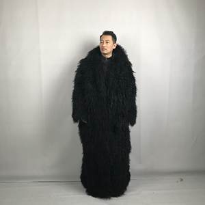 Cappotto in Pelliccia Extra Lungo per <span class=keywords><strong>Uomo</strong></span>, Stile <span class=keywords><strong>Trench</strong></span> con Cappuccio, Lunghezza al Ginocchio - Product Image 2