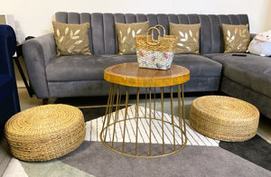 Natural Handwoven Water Hyacinth Footrest <b>Round</b> Floor Seat <b>Cushion</b> Eco Friendly Straw Ottoman for Living Room and Meditation - Product Image 6