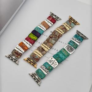 Forwelleny Nouveau <span class=keywords><strong>Bracelet</strong></span> Décoratif en Pierre Naturelle pour Femme, Vente en Gros, pour <span class=keywords><strong>Apple</strong></span> Series 11 10 9 - Product Image 1