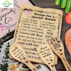Regalos de cumpleaños o vacaciones para la familia, juego de utensilios de cocina de bambú y tabla de cortar de madera, Navidad, juego de utensilios presente para la tía - Product Image 3