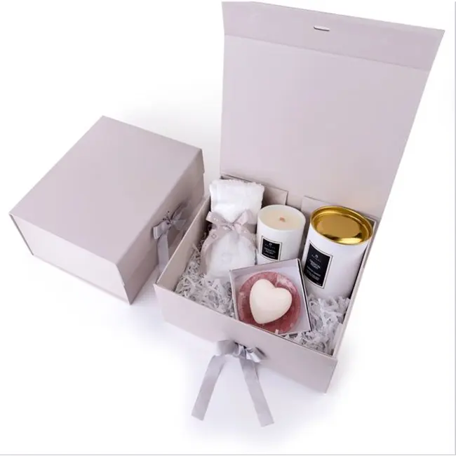 Caja de regalo magnética blanca plegable de papel de lujo con logotipo, caja de embalaje de lujo para extensiones de cabello personalizable