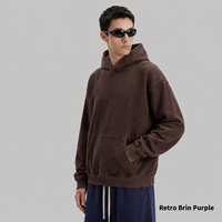 Sweat à capuche oversize tendance pour homme, effet vintage délavé, 365g, streetwear, vente en gros, couleur personnalisable