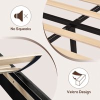 Cadre de lit pleine grandeur lit à plateforme avec tête de lit rembourrée en tissu de lin et lattes en bois Support de matelas robuste