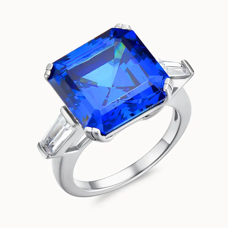 925 Wedding Ring Sterling Silver 925 Blue Gemstone Wedding Rings Enamel Sapphire Stone Ring