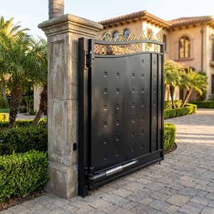 Puerta <span class=keywords><strong>de</strong></span> Patio Plegable Ligera y Compacta <span class=keywords><strong>de</strong></span> Hierro Forjado con Apertura Eléctrica, Recubrimiento en Polvo, Diseño Europeo <span class=keywords><strong>para</strong></span> Hotel o Almacén - Product Image 3
