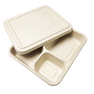 Kingwin Phân Hủy Sinh Học Mía Tre Sợi Bột Giấy Khay Thức Ăn Mía Bã Mía Hộp Ăn Trưa Với Nắp - Product Image 5