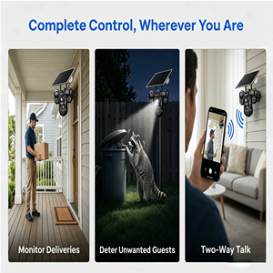 Caméra de sécurité à triple objectif solaire WiFi basse consommation avec alerte IA humanoïde et double éclairage, application V380, intérieur/extérieur, vente en gros - Product Image 4