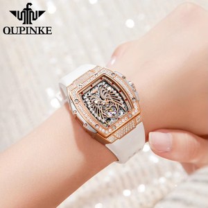 Montre OUPINKE 3225 pour femme, grand cadran squelette, mécanique, diamants, luxe, étanche, automatique. - Product Image 6