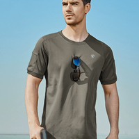 Camiseta de Verano para Hombre de Primera Calidad, Secado Rápido, Transpirable, Cuello Redondo, Manga Corta, Estilo Safari, Tejido Sólido