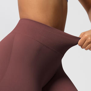 Pantalones de yoga y fitness de tres secciones, color liso, <span class=keywords><strong>con</strong></span> efecto levanta glúteos, transpirables, de Spandex/Nylon, hasta el tobillo. - Product Image 6