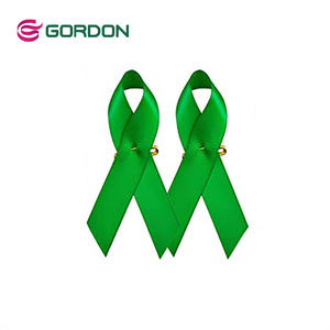 Nastri Gordon 3/8 ''nastro di raso rosa personalizzato fiocco nastro di consapevolezza del cancro al seno con spilla in metallo - Product Image 1