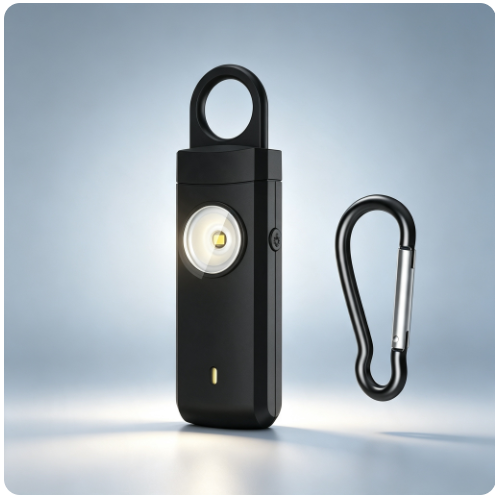 MEINOE MSA-821B 130dB Rechargeable Lithium Personal Safety Alarm for Women-Pocket-Sized with LED Strobe Light & Keychain