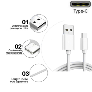 Câble de données USB C extra long 1M 2M, câble de chargeur extra long avec port Type-C pour appareil photo, ordinateur portable, blanc, câble de données 8 fils - Product Image 4