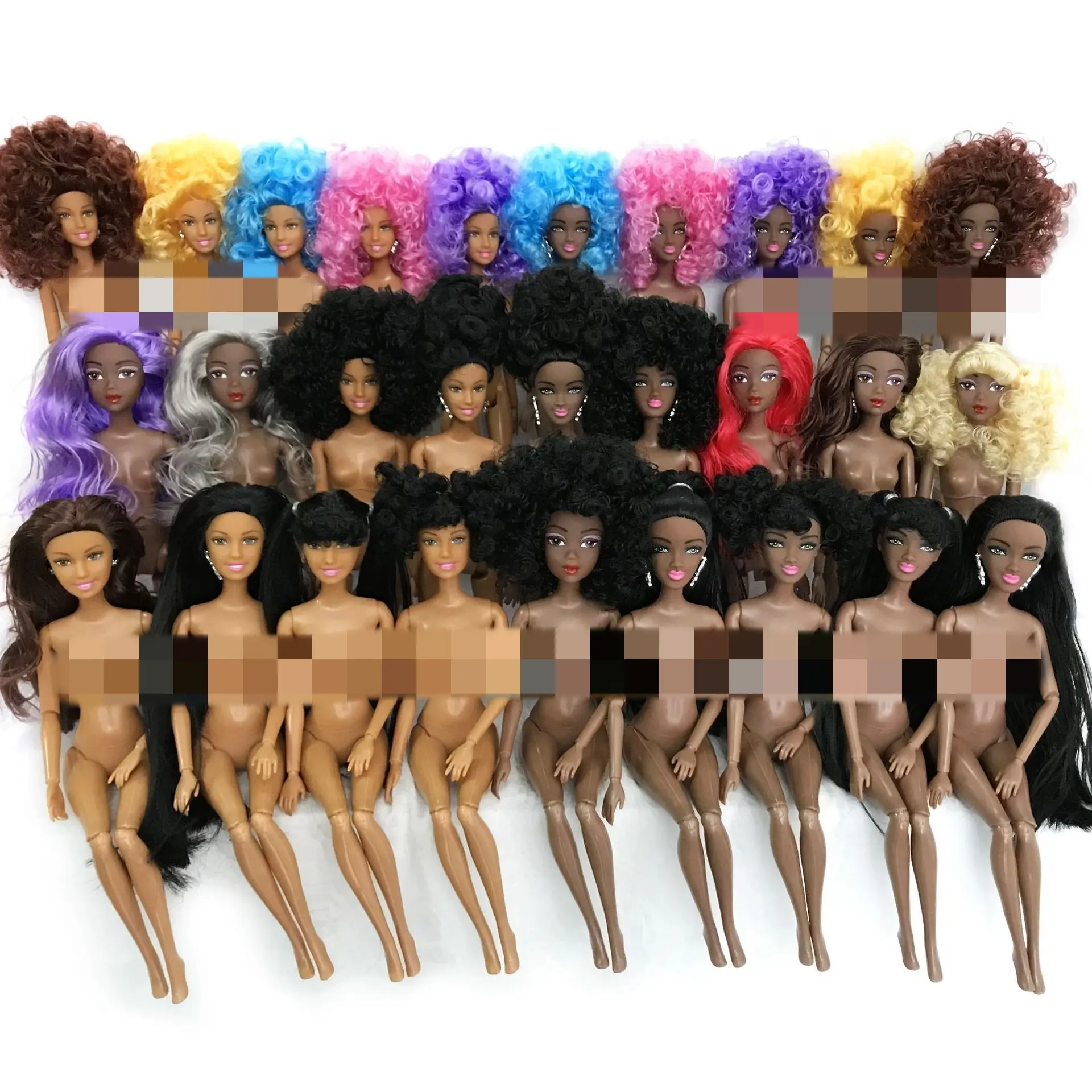 Kann angepasst werden 11.5 Zoll schwarze Haut Kunststoff-Puppe schwarz Amerikaner afrikanische Puppe schwarze Puppe