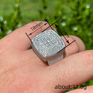 Anello da Uomo DJ093 Stile Hip-Hop con Diamante e Pietra Naturale, Design Quadrato, Gioiello per Uso Quotidiano - Product Image 4