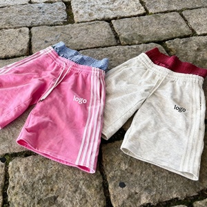 Shorts d'été pour hommes en molleton 100% coton, style Y2K streetwear, coupe oversize, double taille, haute qualité, personnalisables - Product Image 1