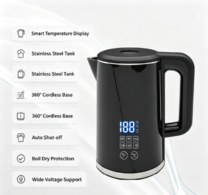 Hervidor Eléctrico con Control Digital de Temperatura, 1.8L/2.0L, Doble Pared, Antiescaldaduras, Tapa de Plástico con Apertura Automática, Base Inalámbrica Giratoria 360 Grados - Product Image 6