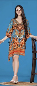 Robe longue caftan africain en viscose pour femme, coupe ample, style poncho kimono, aspect satiné soyeux, tenue bohème pour les vacances et les stations balnéaires - Product Image 2