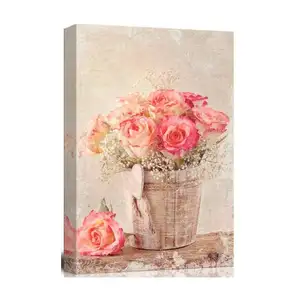 Lienzo con estampado floral para decoración del hogar, pintura acrílica al óleo de gran tamaño con flores para primavera, a la venta