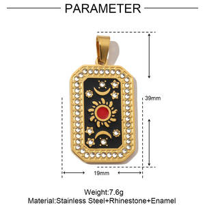Colgantes de Acero Inoxidable Vintage con Esmalte de <span class=keywords><strong>Tarot</strong></span>, Rectangulares, con Circonitas Brillantes, para Joyería DIY, Venta al por Mayor, Moda - Product Image 3