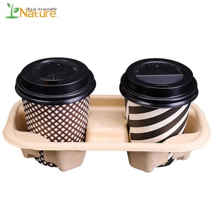 Bagazo biodegradable desechable compostable, caña <span class=keywords><strong>de</strong></span> azúcar, papel <span class=keywords><strong>de</strong></span> caña <span class=keywords><strong>de</strong></span> azúcar, soporte para taza <span class=keywords><strong>de</strong></span> café, bandeja <span class=keywords><strong>de</strong></span> transporte para 2/4 tazas - Product Image 5