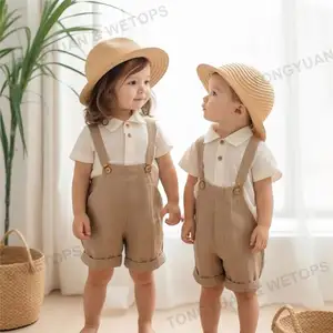 CUSTOM INS Baby Clothing Sets Verão Manga Curta Waffle Infant Ternos Unisex Camisas Correias 2Pcs Crianças Meninas Conjuntos