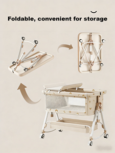 4 In 1 Bassinet Bedside Sleeper With Locked Wheels, Mosquito Net, Adjustable Easy Folding Portable <strong>Crib</strong> For Infant Newborn - Product Image 5