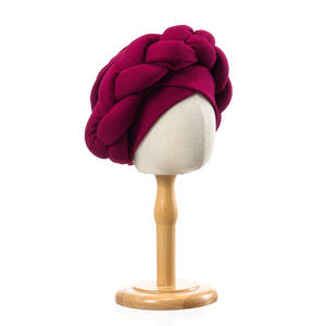 Qianjin señoras estilo africano gran trenza cabeza envoltura capó Color sólido poliéster pañuelo turbante diademas únicas - Product Image 2