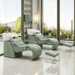 Sillón de Barbería de Alta Gama Personalizable con Lavabo, Pedal y Tapicería de Cuero PU para Salón de Belleza - Product Image 1